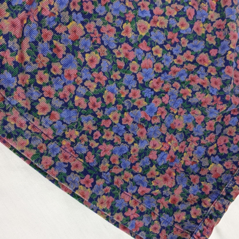 VTG Corduroy Floral Pleated Ultra High Waste Pastel Wide Leg Shorts - Picture 3 of 9